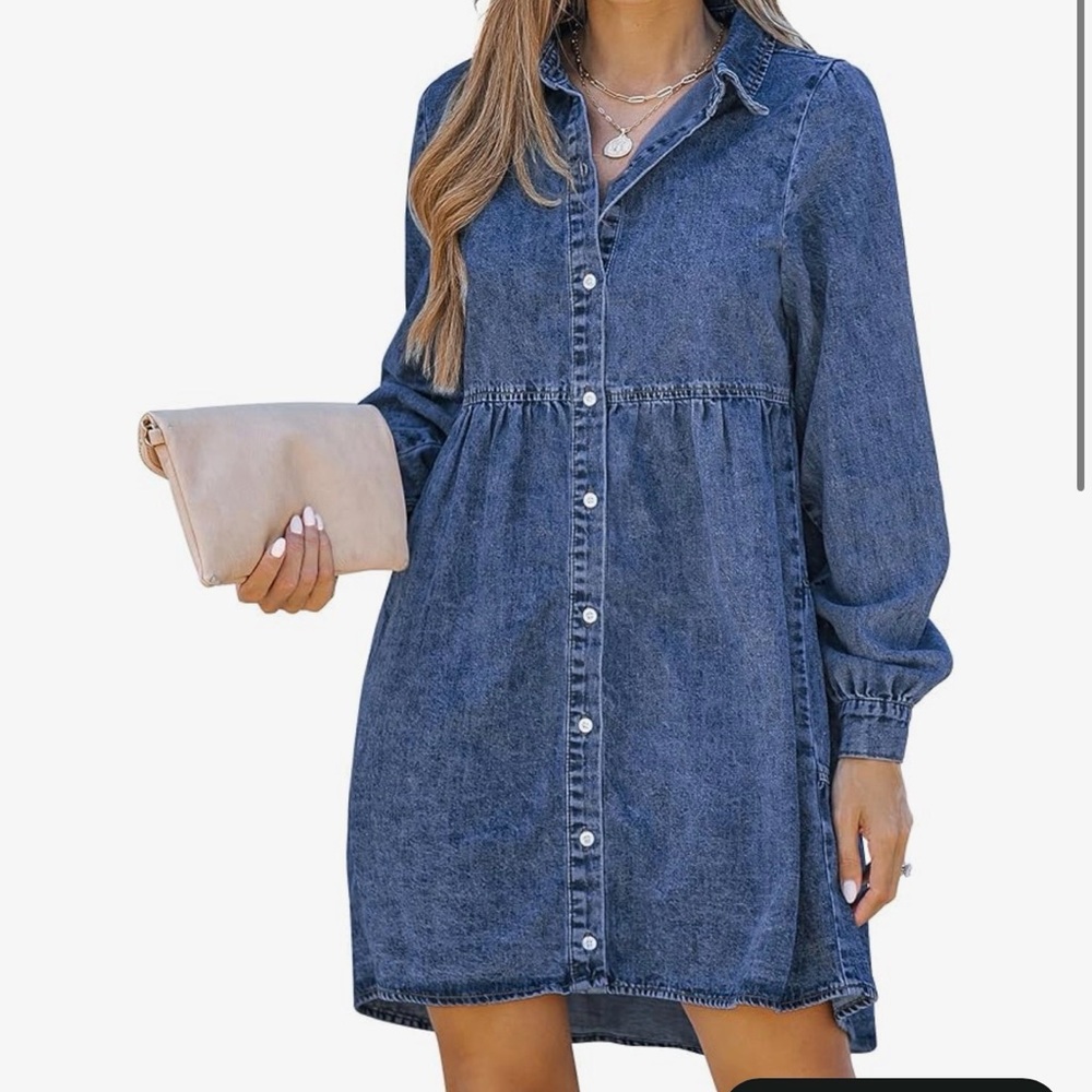 Casual Denim Button-Front Mini Dress